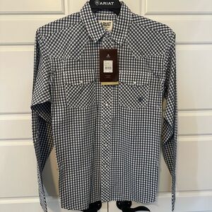 Ariat Blue Casual Button Down Shirt Gingham Check